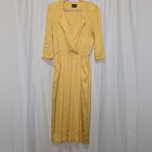 Vintage Yellow Lace Dress Sz XL